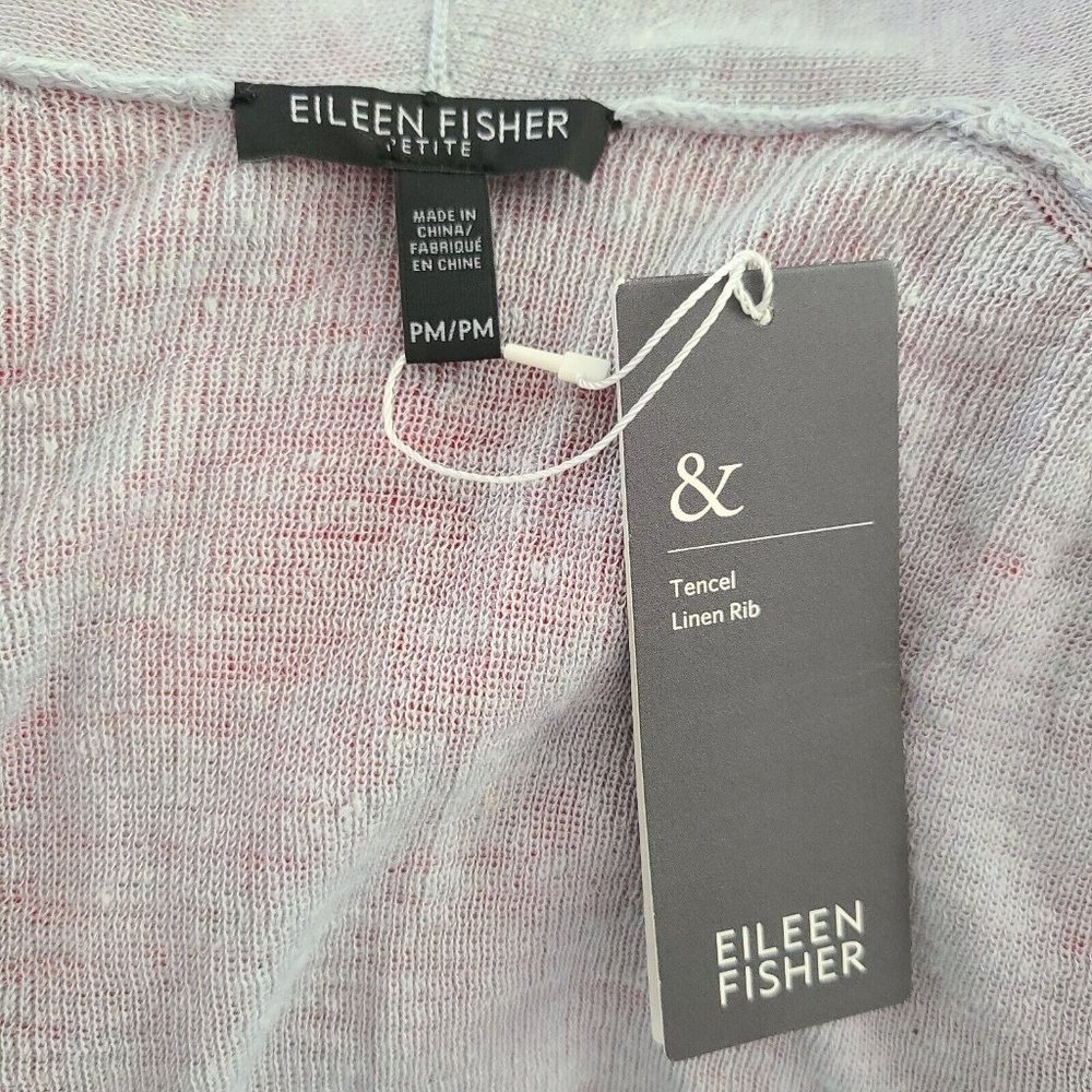 Eileen Fisher women Cardigan Straight Long Tencel Linen Rib grayish sz PM new - Picture 10 of 12